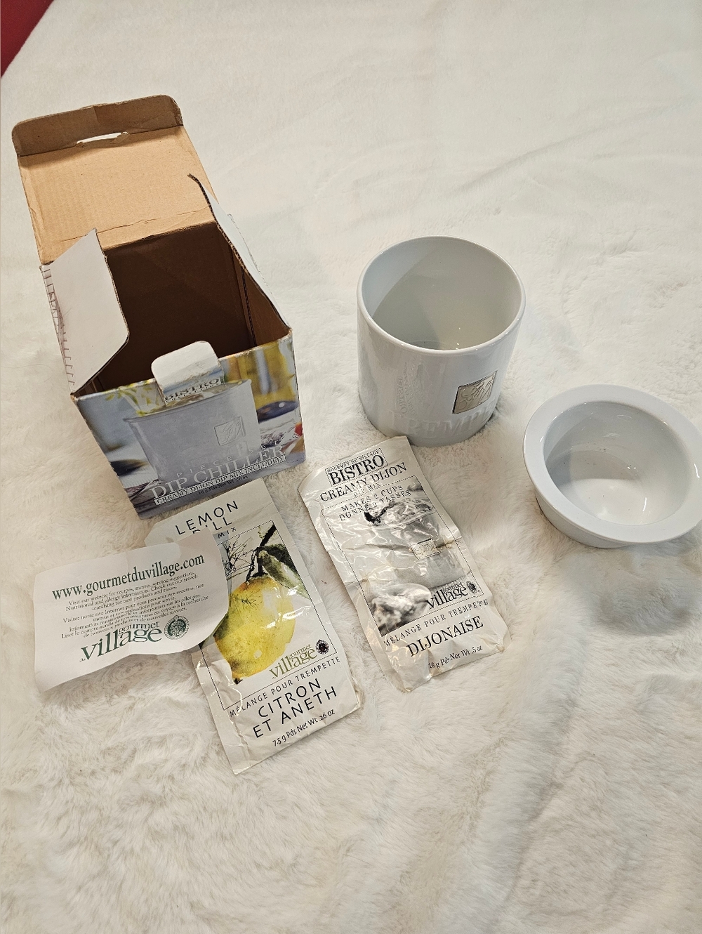 Gourmetduvillager White Ceramic Dip Bowl Set W Dip Packets